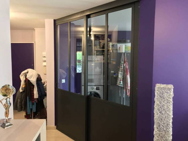 Verrière intérieure en acier coulissant à Lyon