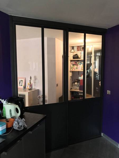 Verrière intérieure en acier coulissant à Lyon